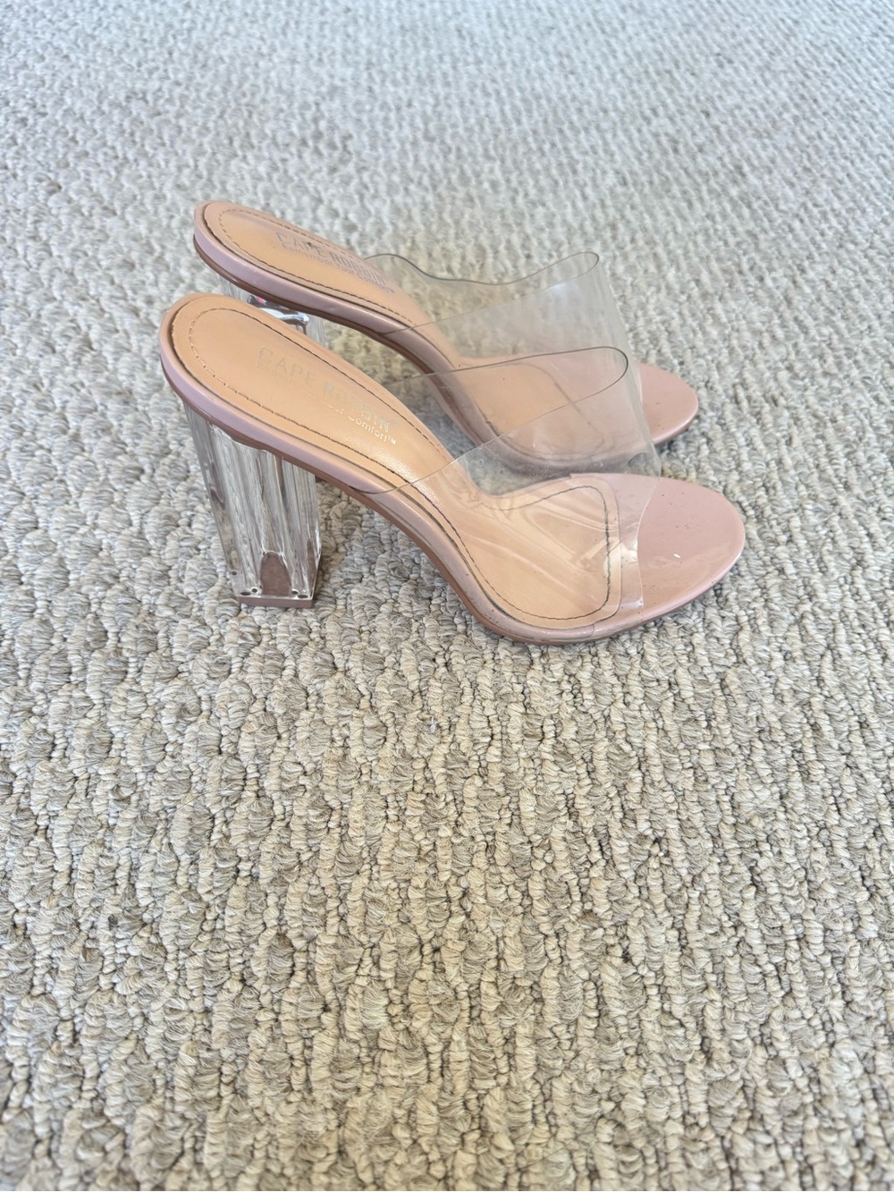 Cape Robbin Clear PVC Block Heel Mules